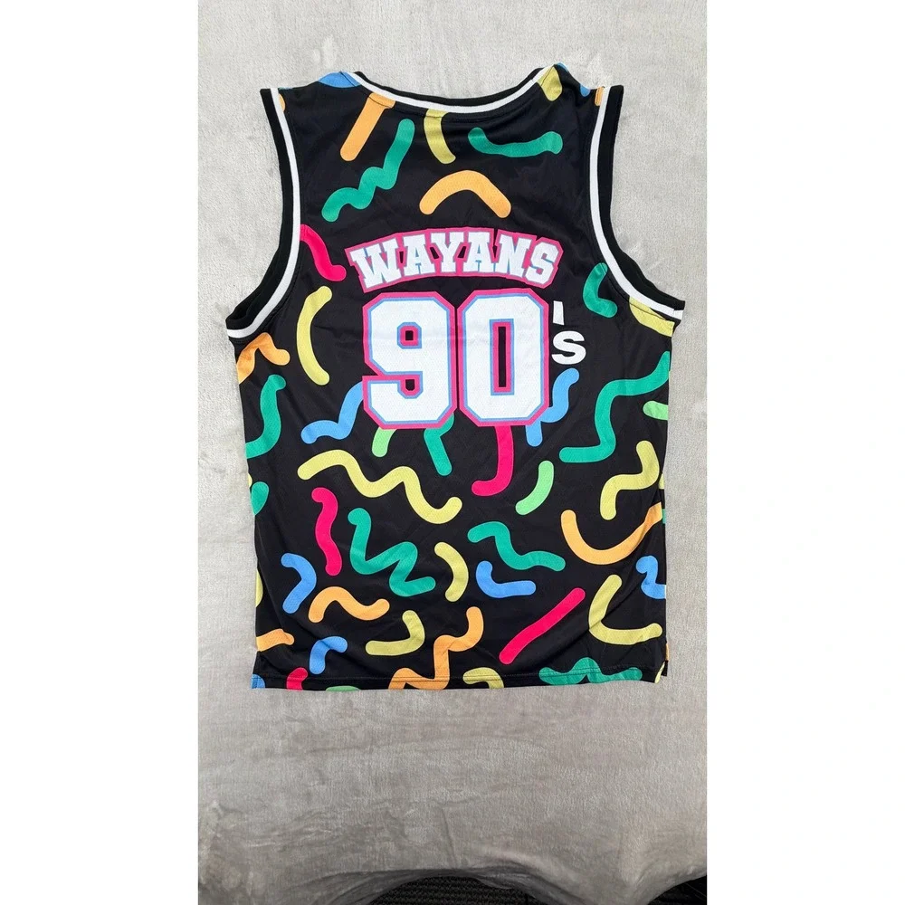 In Living Color Vintage Wayans 90s Basketball Jersey Black Multicolor Mesh Large